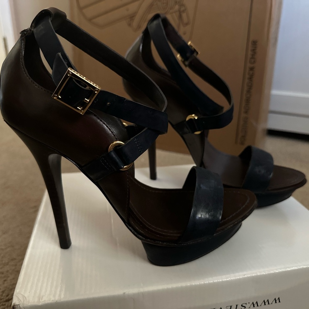 Super Sexy Tory Butch Blue and Brown Women's Stiletto Heels Sz 9